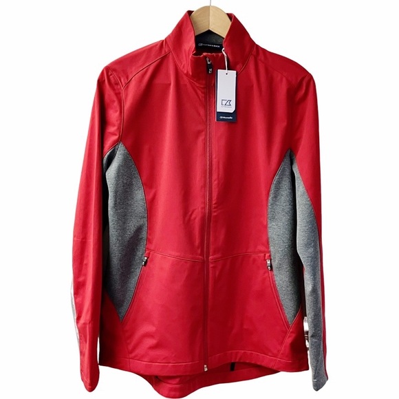 Cutter & Buck Other - NWT Cutter & Buck CB WeatherTec Windbreaker Full Zip Jacket Mens Medium Red Gray